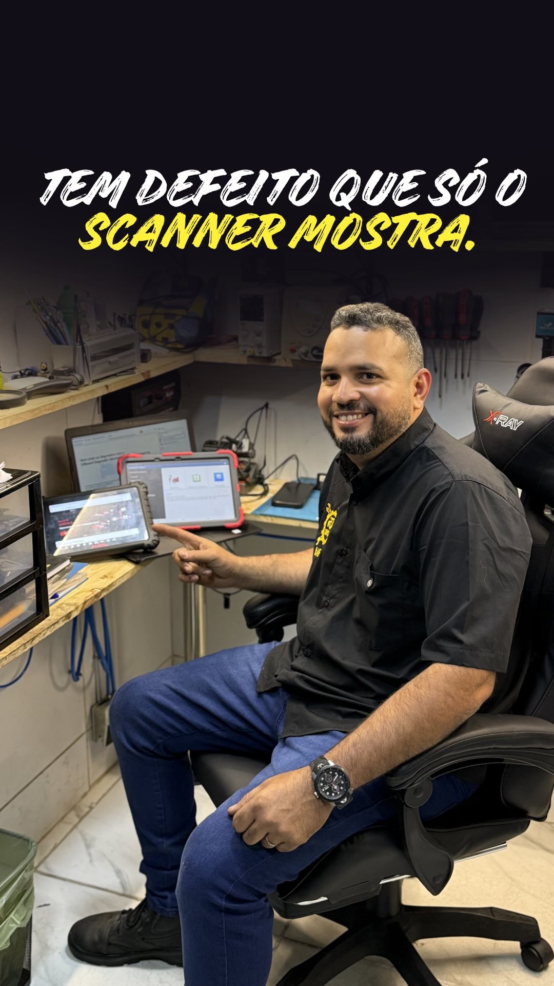 Defeito que só o scanner mostra